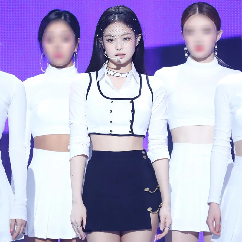 

K-pop Outfit Korean Style Hip-Hop Dance Wear Stage Costume Summer Jazz Dancer Clothes Women Cheerleader Uniform Girl Sets JL3485