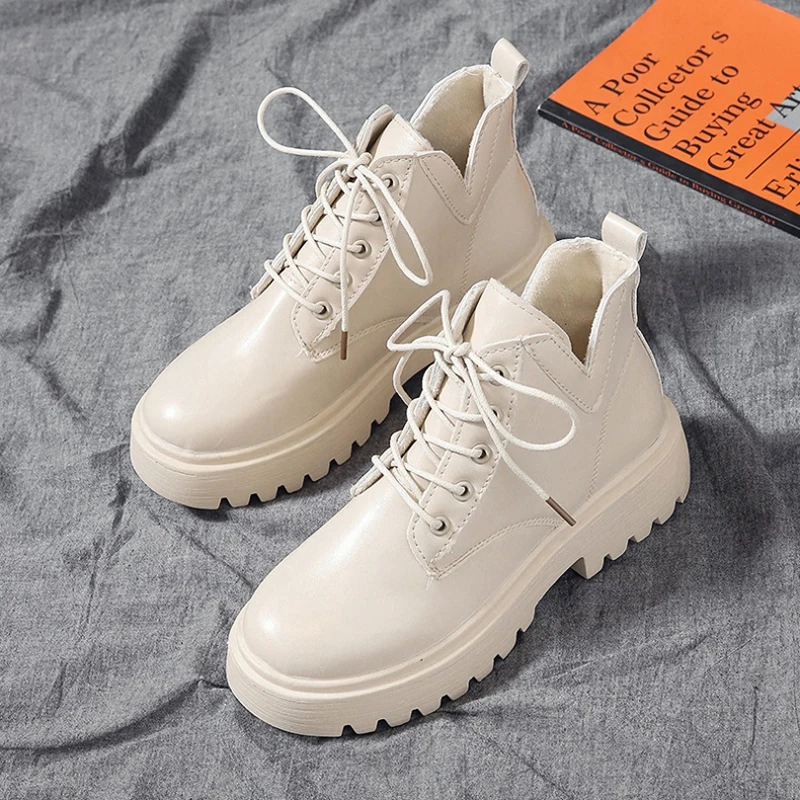 Корейские женские ботинки на шнуровке для верховой езды V-образный вырез