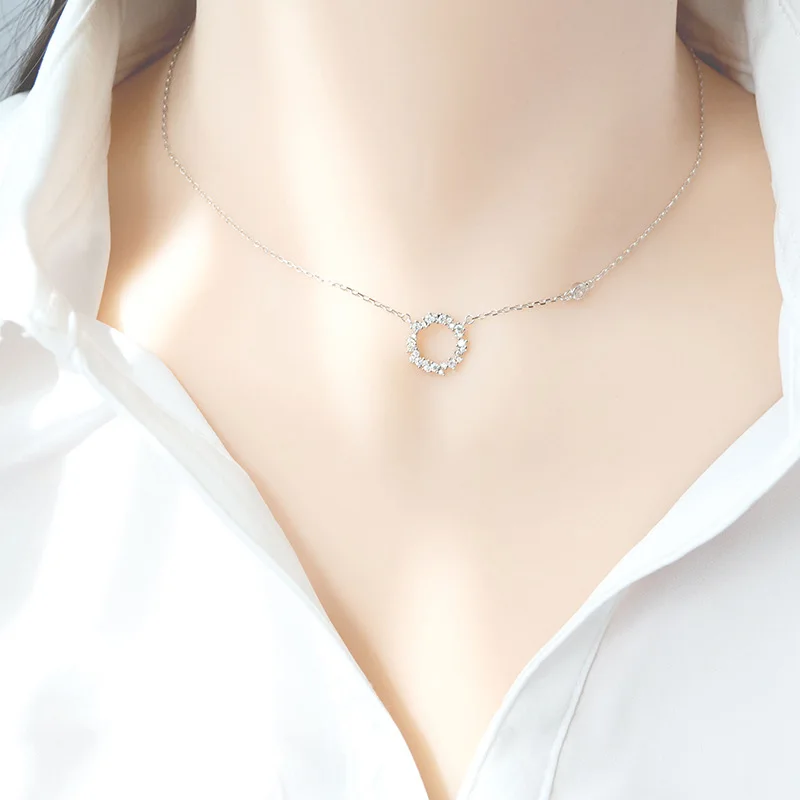 

The legend of the blue sea with the same necklace female s925 silver clavicle chain simple niche design circle clavicle chain