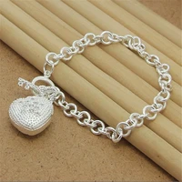 new 925 sterling silver bracelet heart shaped zircon crystal bracelet for woman fashion jewelry gift