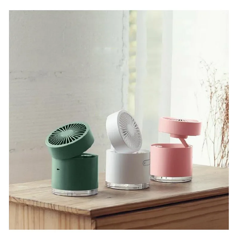 

Portable USB Fan Cooler with 300ml Air humidifier Adjustable Desk LED Fan 3 Speed Rechargeable for Office Home Outdoor