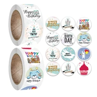 500pcsroll 2 5cm cute happy birthday stickers birthday tag label decoration kids gift sealing stationery sticker