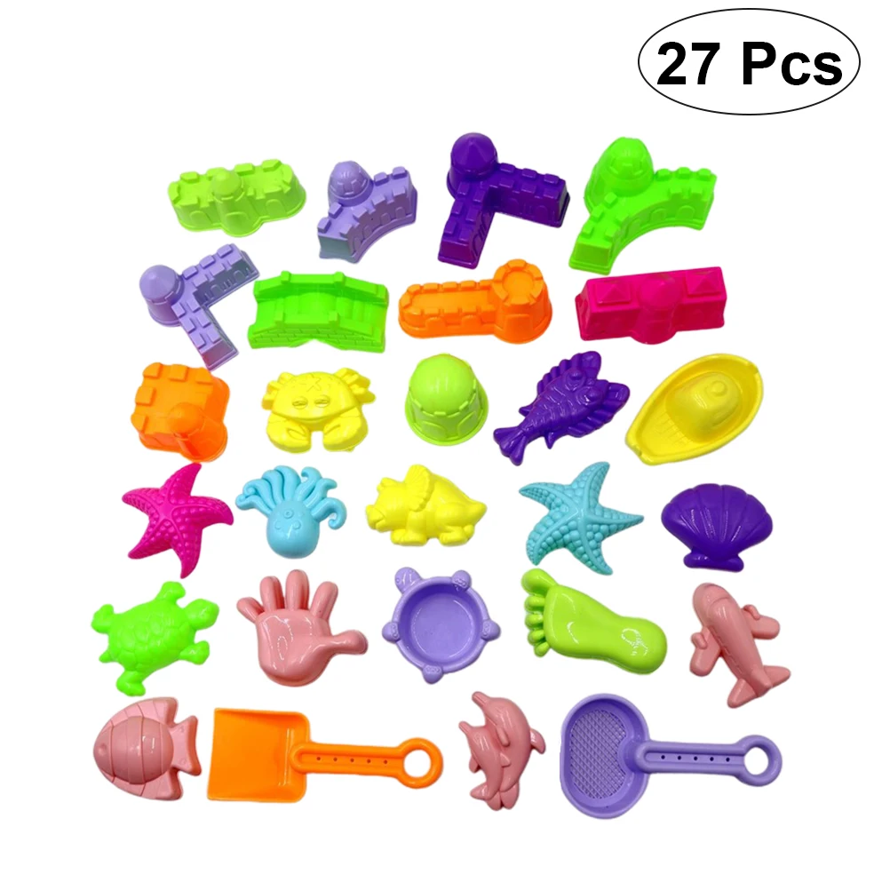 27 Pcs Sand Molds Set Parent-child Outdoor Cartoon Beach Game Toys Interactive for Yard Sandbox Parks Garden | Спорт и развлечения