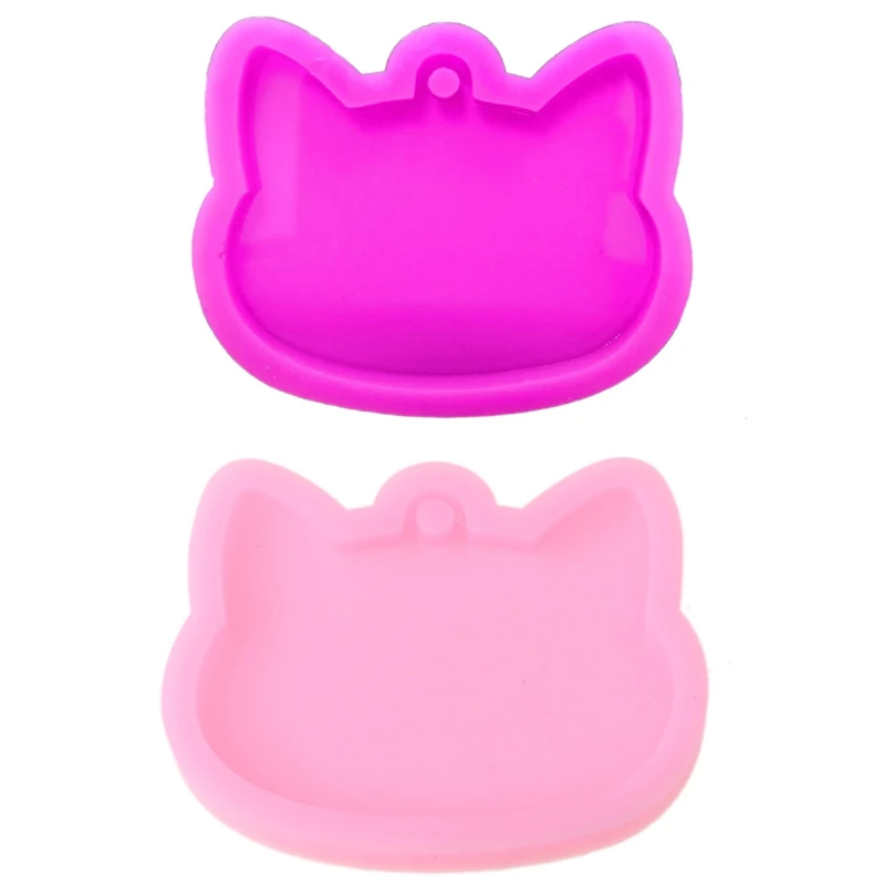 

Crystal Epoxy Resin Mold Cat Head Heychain Casting Silicone Mould DIY Craft Tool