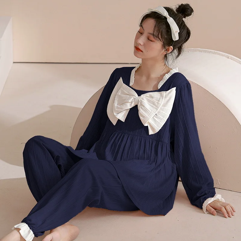 New Style Pajamas Ladies Autumn Winter Long-sleeved Pure Cotton Kawaii Cute Cartoon Sleepwear Suits Can Be Worn As Home Suits