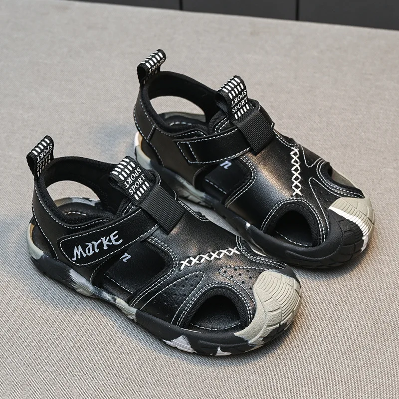 Сандалии из натуральной кожи для мальчиков новинка 2022 летняя пляжная обувь
