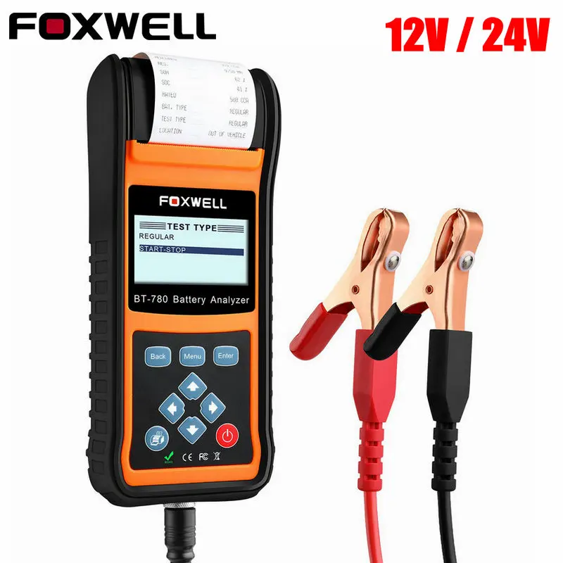 

FOXWELL BT780 Battery Tester Alternator Testing BCI CA MCA 12V 24V Charging Systems Printer100 To 2000CCA For Duty Truck