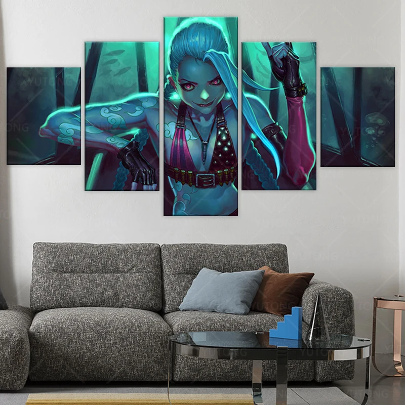 Настенная картина по мотивам игры Лига Легенд Постер и печать на холсте Jinx для