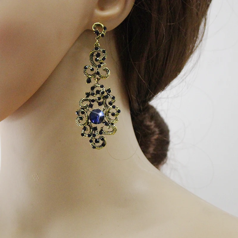 Трендовые индийские серьги для невесты длинные Винтажные с подвеской в виде