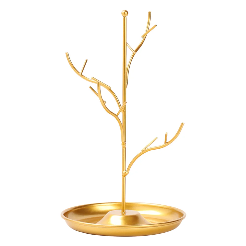 

Golden Tree Branches Design Necklace Display Rack Jewelry Showing Stand Earring Holder Hanger Pendant Iron Showcase Bracelet Org