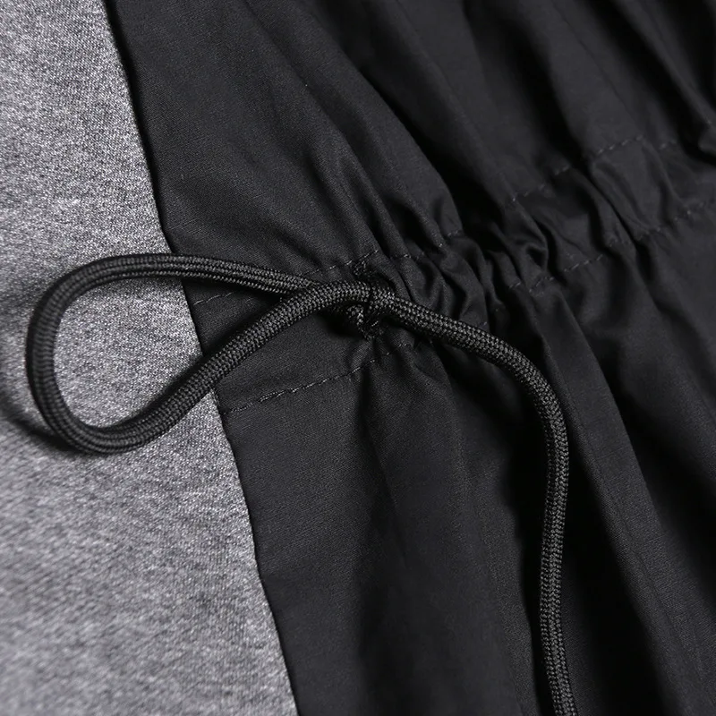 

Oversize T Shirt Dress Women Summer 2020 Long Tshirt Midi Dresses Casual Back Drawstring Patchwork Black Big Pockets 3 Colours