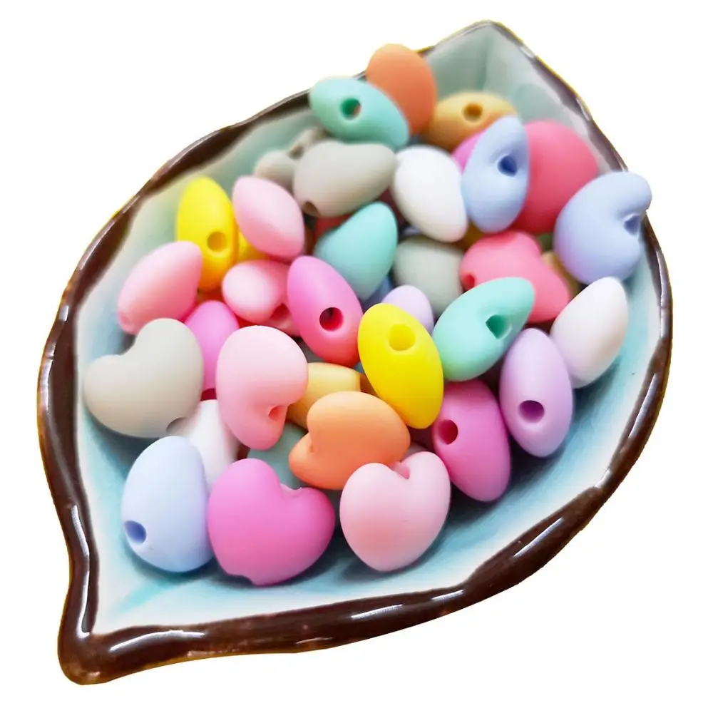 

10 шт., силиконовые бусины в форме сердца, 12 мм