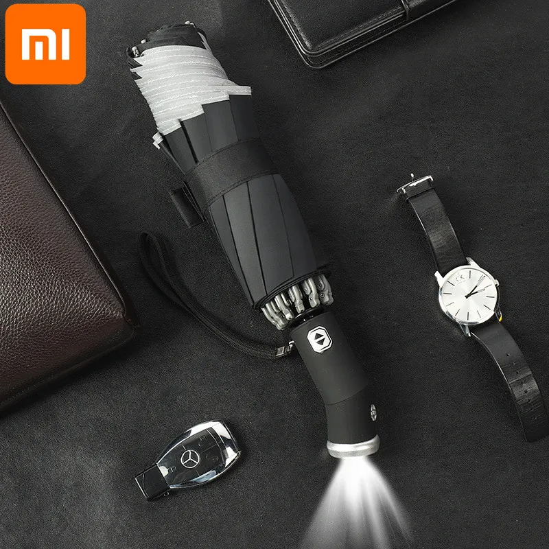 Автоматический складной вращающийся Зонт Xiaomi со светодиодной подсветкой на дне