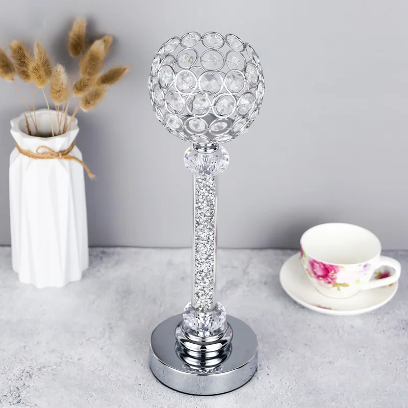

Crystal Tealight Candle Holders Coffee Dining Table Centerpieces Metal Candlesticks Wedding Christmas Halloween Decoration CH146