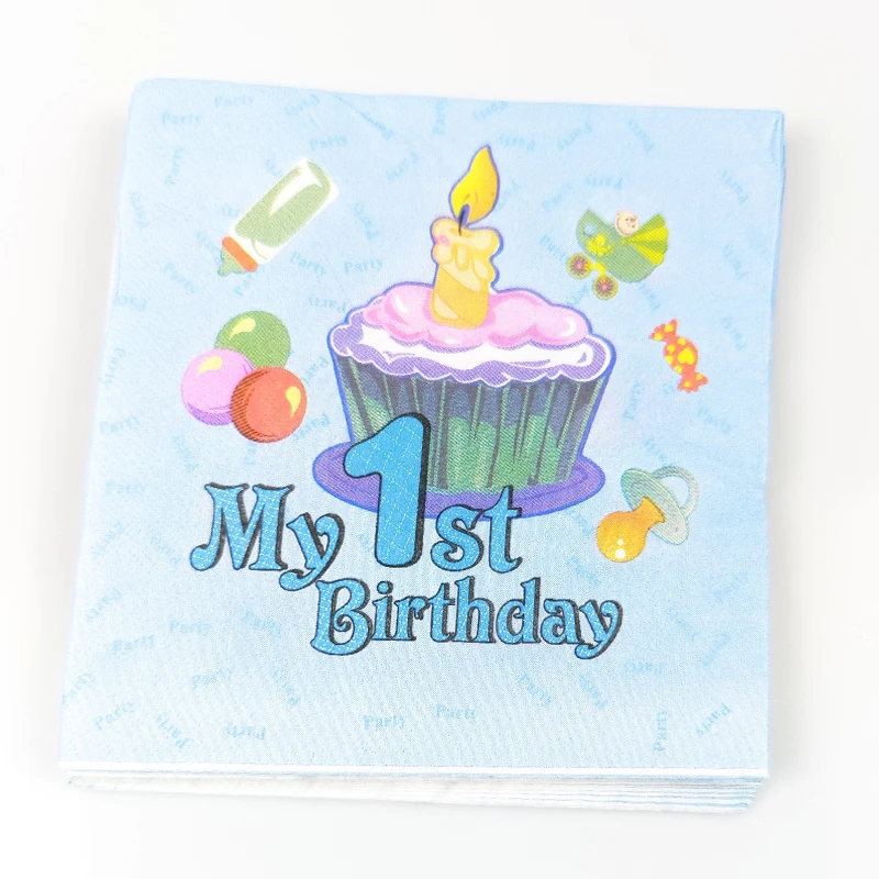 

20pcs/pack First Birthday Theme Towels Kids Boys Favors Napkins Birthday Events Party Tableware Supplies Baby Shower Decoration