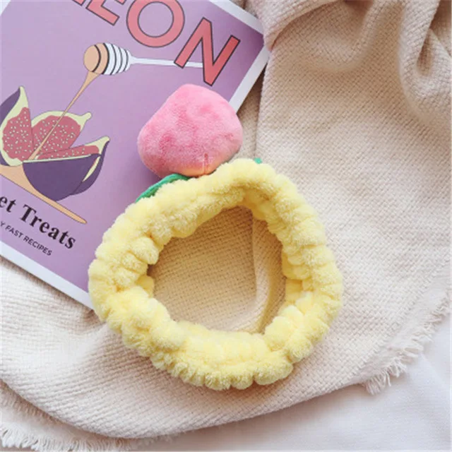 Yellow Peach Повязка на голову из кораллового флиса с бантом для макияжа для женщин, женская маска для мытья лица, косметическая повязка на голову, эластичные мягкие аксессуары для волос в виде тюрбана - Цвет: Yellow Peach