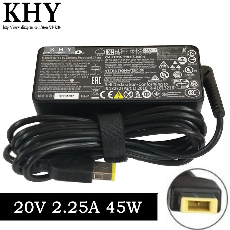 Оригинальный 20V 2.25A 45 Вт 3pin AC Адаптер зарядного устройства для ThinkPad L450 L460 L470 L560 L570