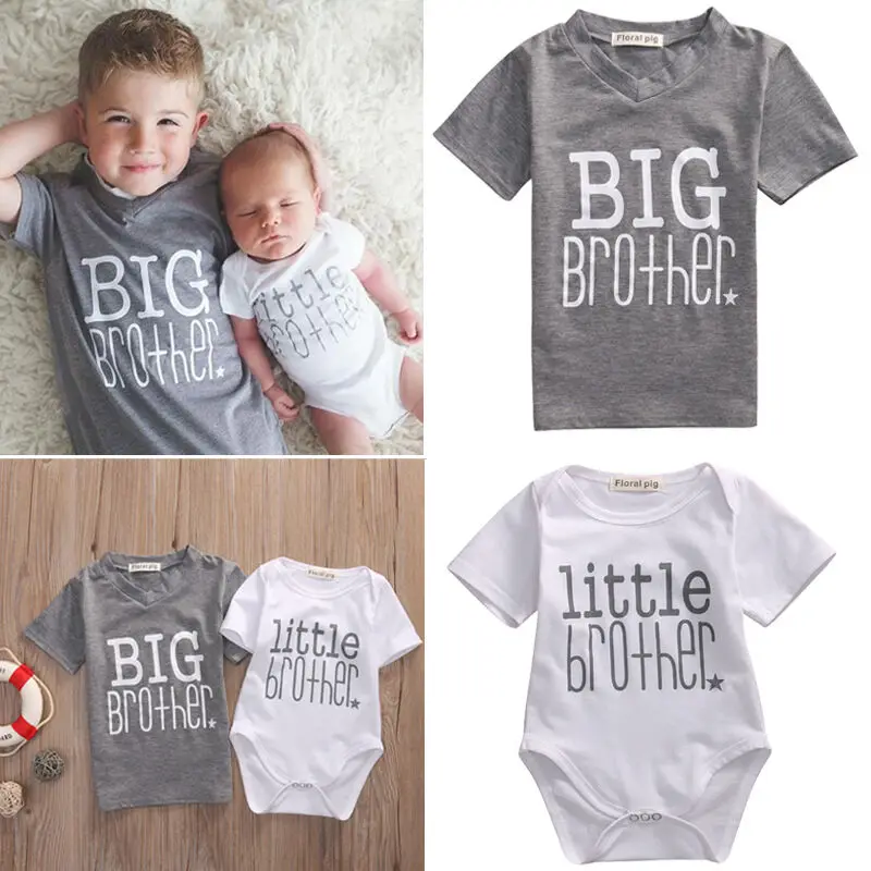 Newborn Big Brother T-shirt / Little Boy Romper Brothers Matching Tops Outfits Kids Clothes | Мать и ребенок