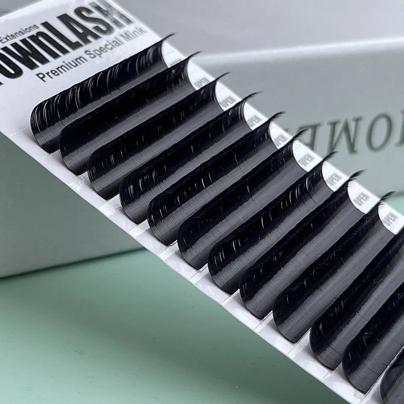 Crownlash Black 3D Volume Eyelashes Extension C D DD-0.07 7-15mm Single Size Tray Consistent Curve Soft Premium Quality