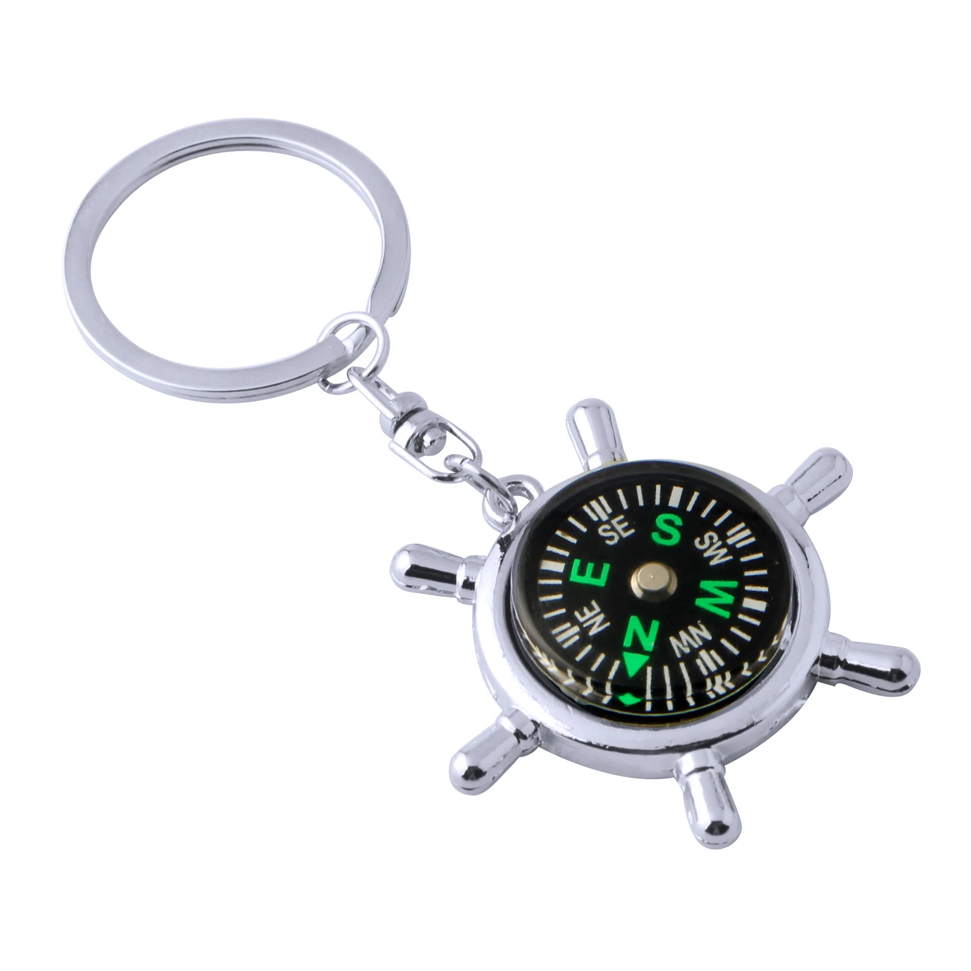 

Personalized Simple Creative Helmsman Ship Rudder Metal Compass Keychain