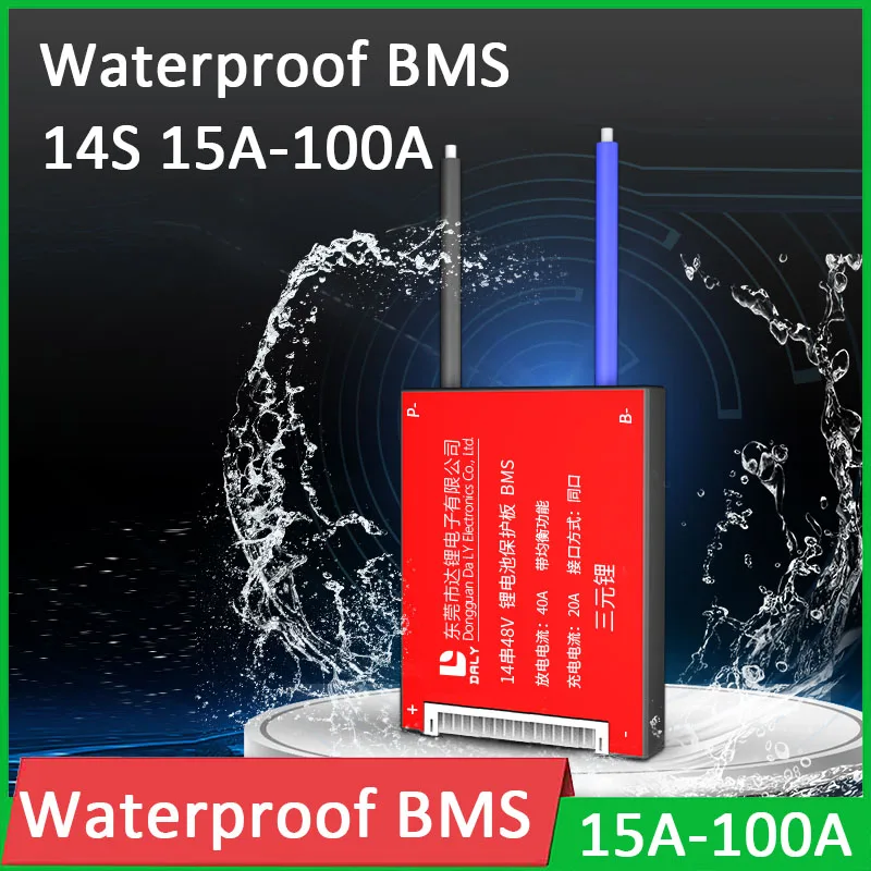 14S 13S 48V Водонепроницаемый литиевая батарея BMS плата защиты баланс 15A 20A 30A 40A 50A 60A 80A 3