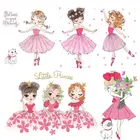 Нашивки для балерины, наклейки на одежду, Мультяшные наклейки для маленькой девочки, термоклейкие нашивки для одежды в полоску, значок с аппликацией