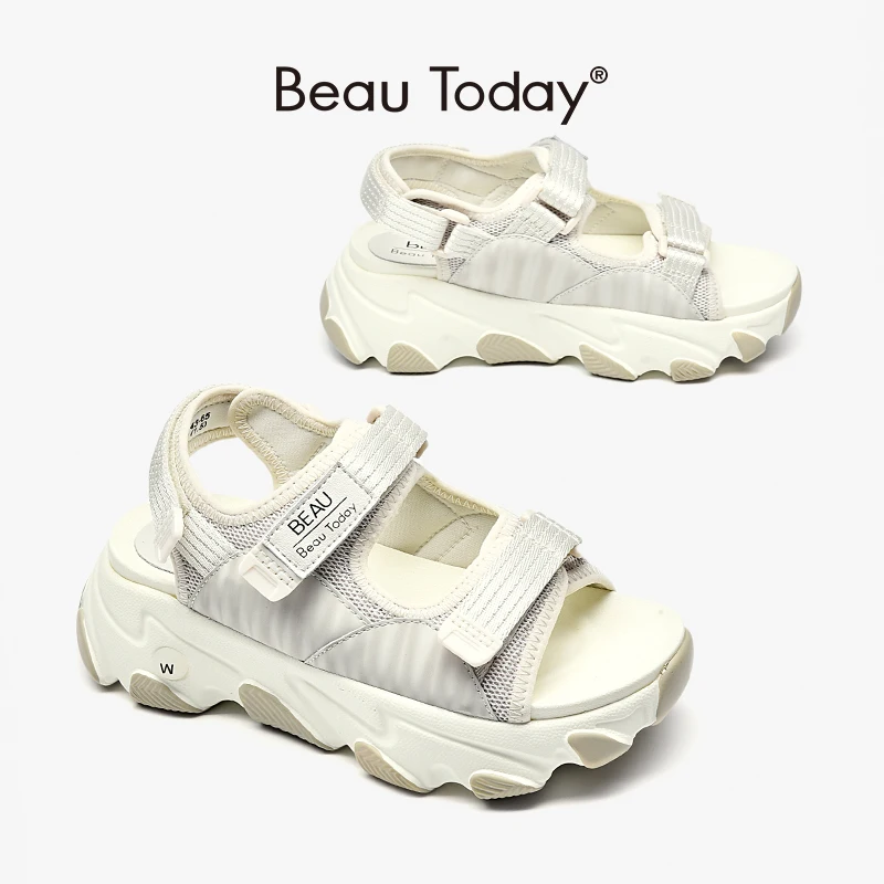 

Chunky Sandals Women Mesh Webbing Sports Hook and Loop Outdoor Summer Ladies Casual Platform Shoes Handmade BeauToday 38143