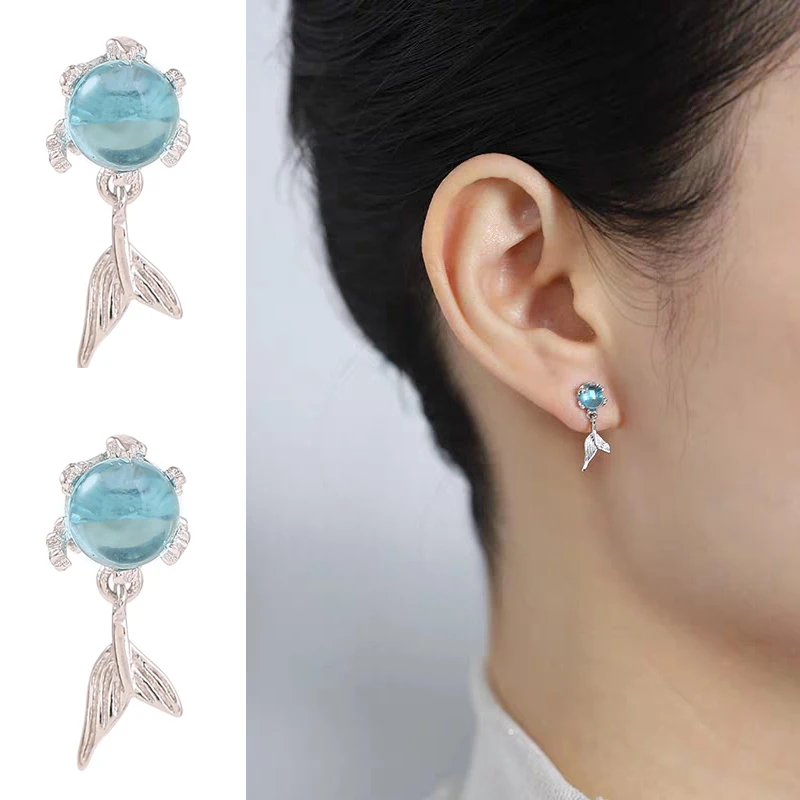 

Blue Rhinestone Whale & Dolphin Mermaid Tail Stud Earrings for Women Wedding Earrings Ear Pierced Dangle Earing Jewelry Gifts