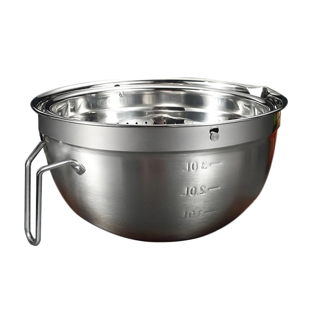 

Double-Layer Kitchen Drain Basket Fruit Vegetable Washing Basket (Silver)