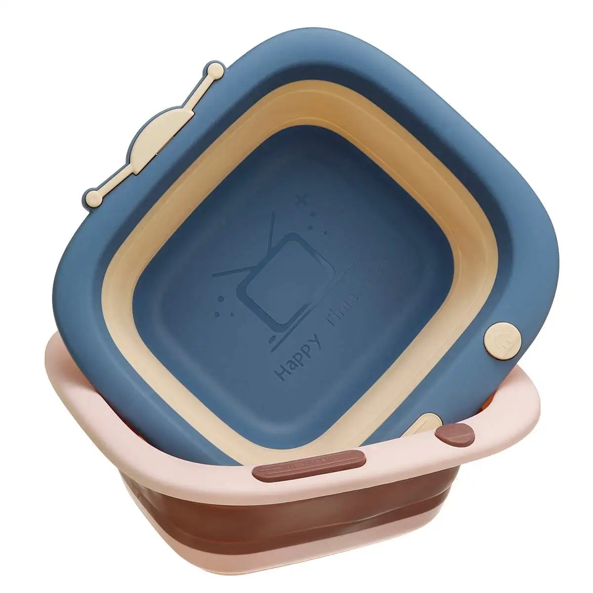 

Foldable Baby Folding Bath Tub Multi-Use Eco-friendly Cartoon Face Foot Wash Basin Baby Face Foot Basin Safe for Baby Children