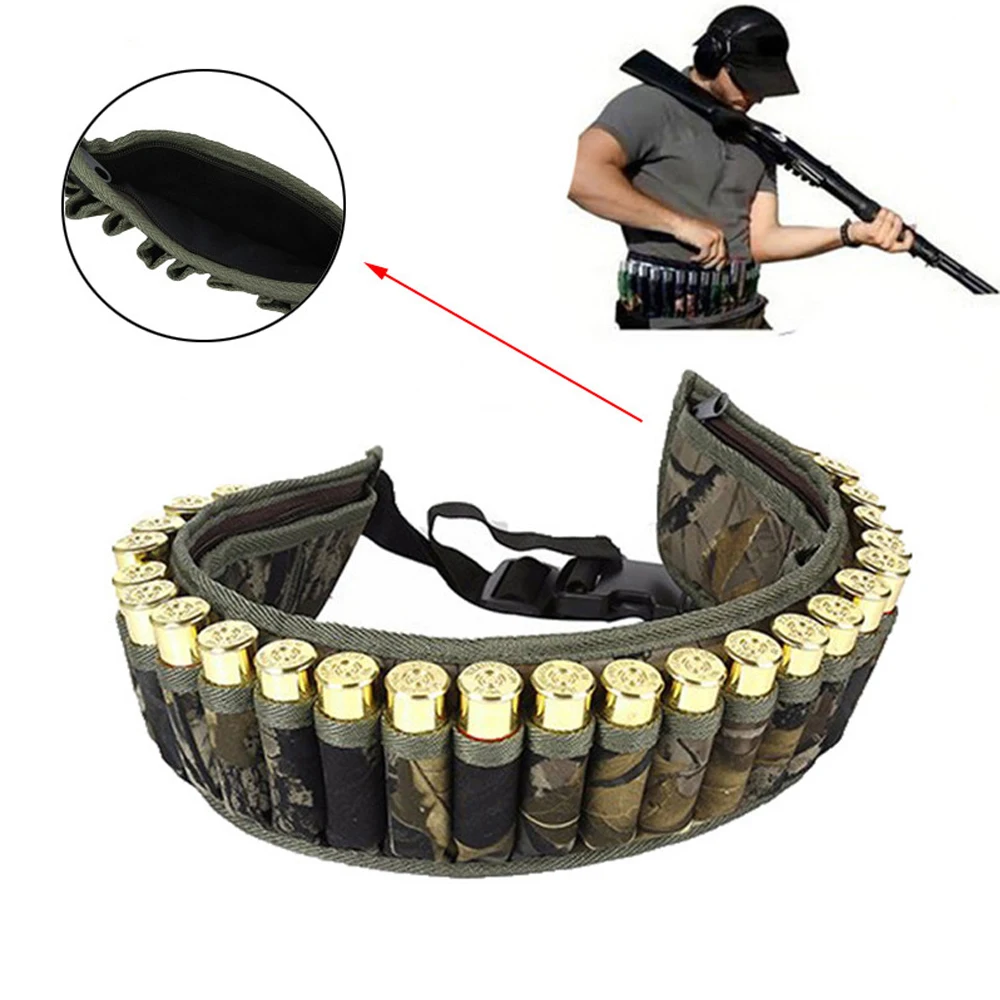 Tactical Shell Bandolier Belt 12GA 20GA 410GA Ammo Holder 28 Rounds Gun Bullet Belt Pouch Cartridge Waist Bag for Hunting