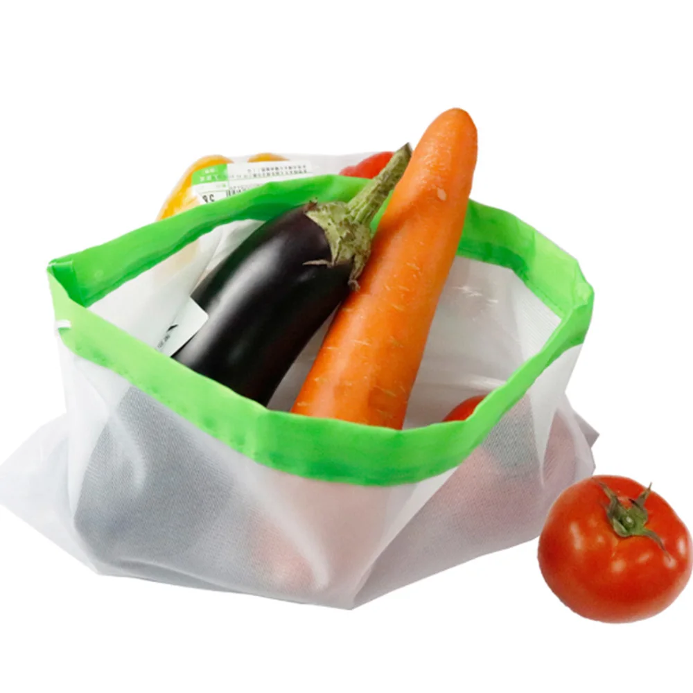 

15 Pack Reusable Washable White Polyester Mesh Generation Sundry Drawstring Zippered Carton Storage Bag For Vegetable Fruit Toy