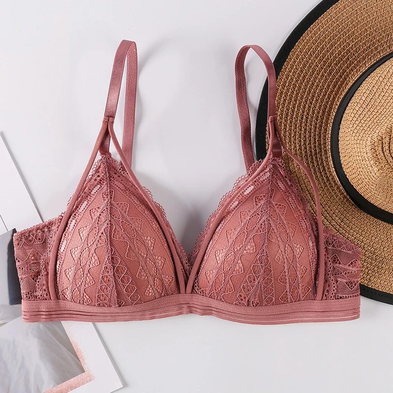 

Beauty Back Deep V Lace Bralette Floral Lace Bras For Women Sexy Lingerie Female Brassiere Wire Free Thin Underwear Push Up Bra