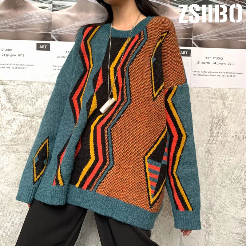 Женский вязаный пуловер с длинным рукавом и круглым вырезом зимний свитер 2019