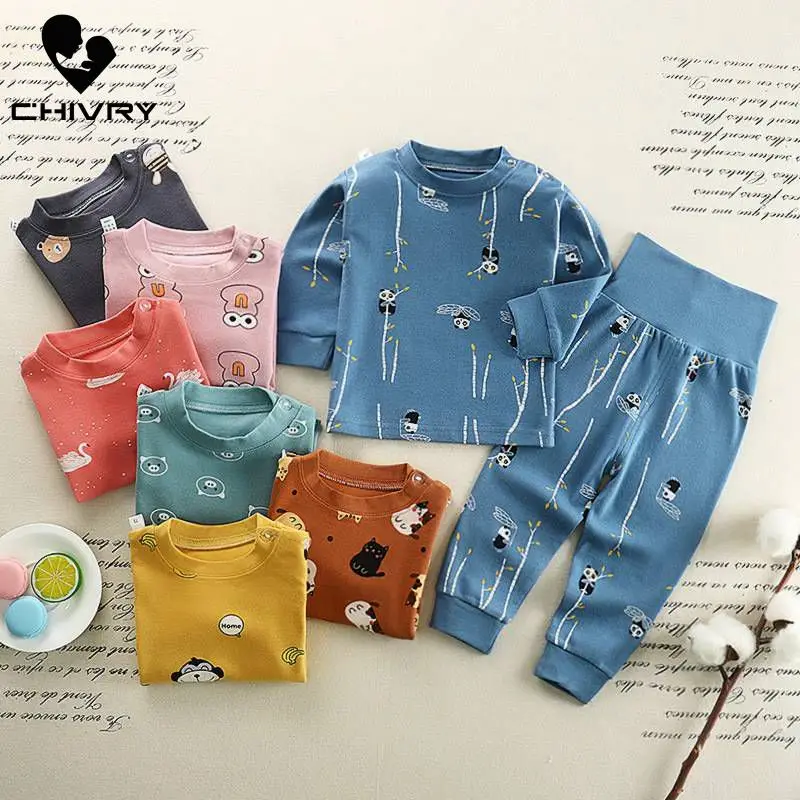 Новинка 2020 Детские пижамные комплекты для мальчиков и девочек Милая футболка с