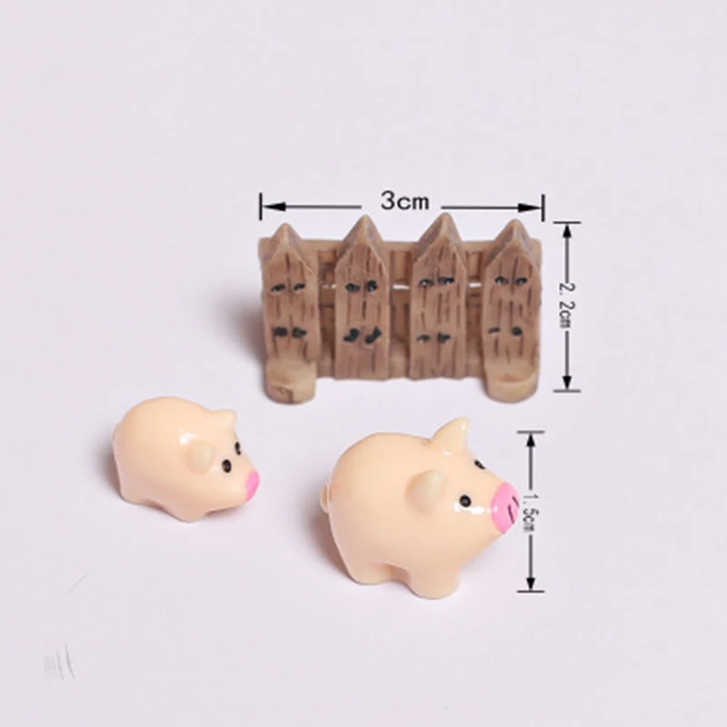 3PCs/Set Cartoon Animal Pig Dog Lotus Miniature Ornament Resin DIY Fairy Garden Micro Dollhouse Plant Pot Bonsai Terrarium Decor | Дом и сад