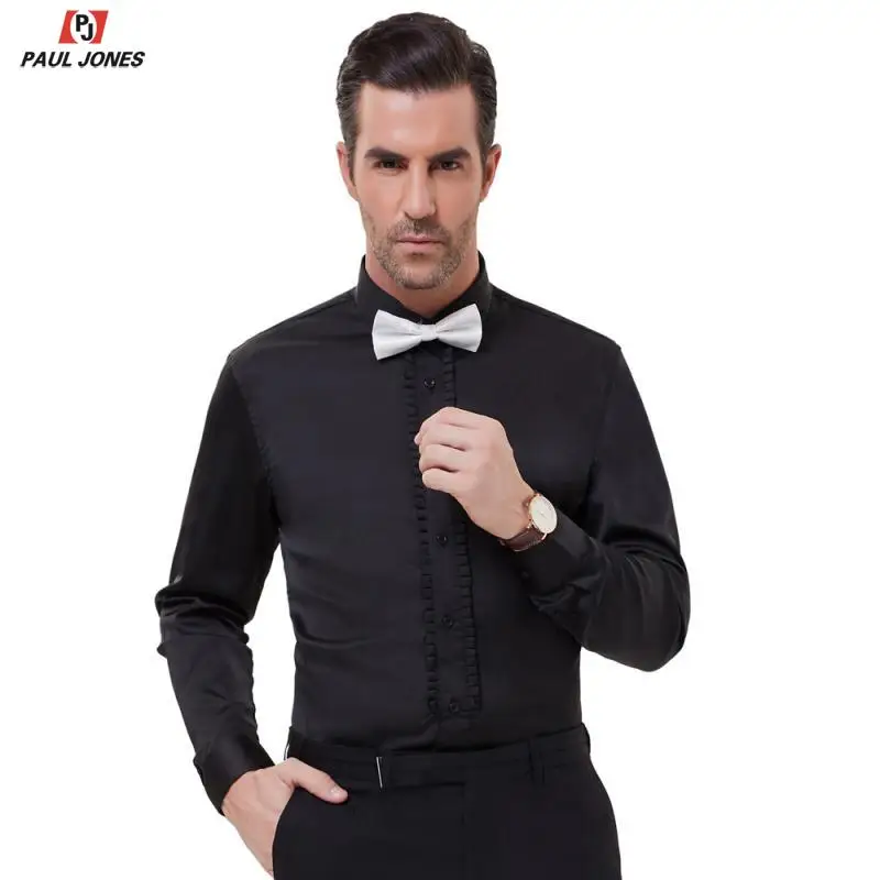Мужская приталенная атласная формальная рубашка PAUL JONES роскошная с длинным