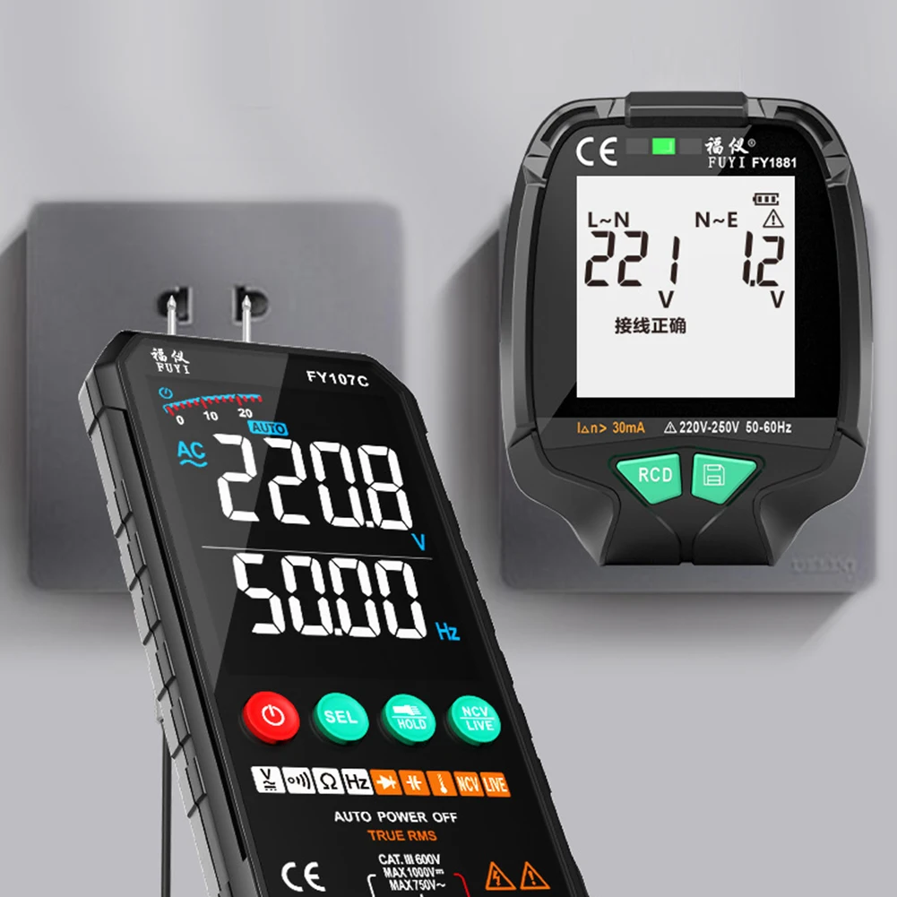 

LCD Display Full Screen Digital Socket Tester 30V-250V RCD Test Plug Automatic Electric Circuit Polarity Voltage Detector