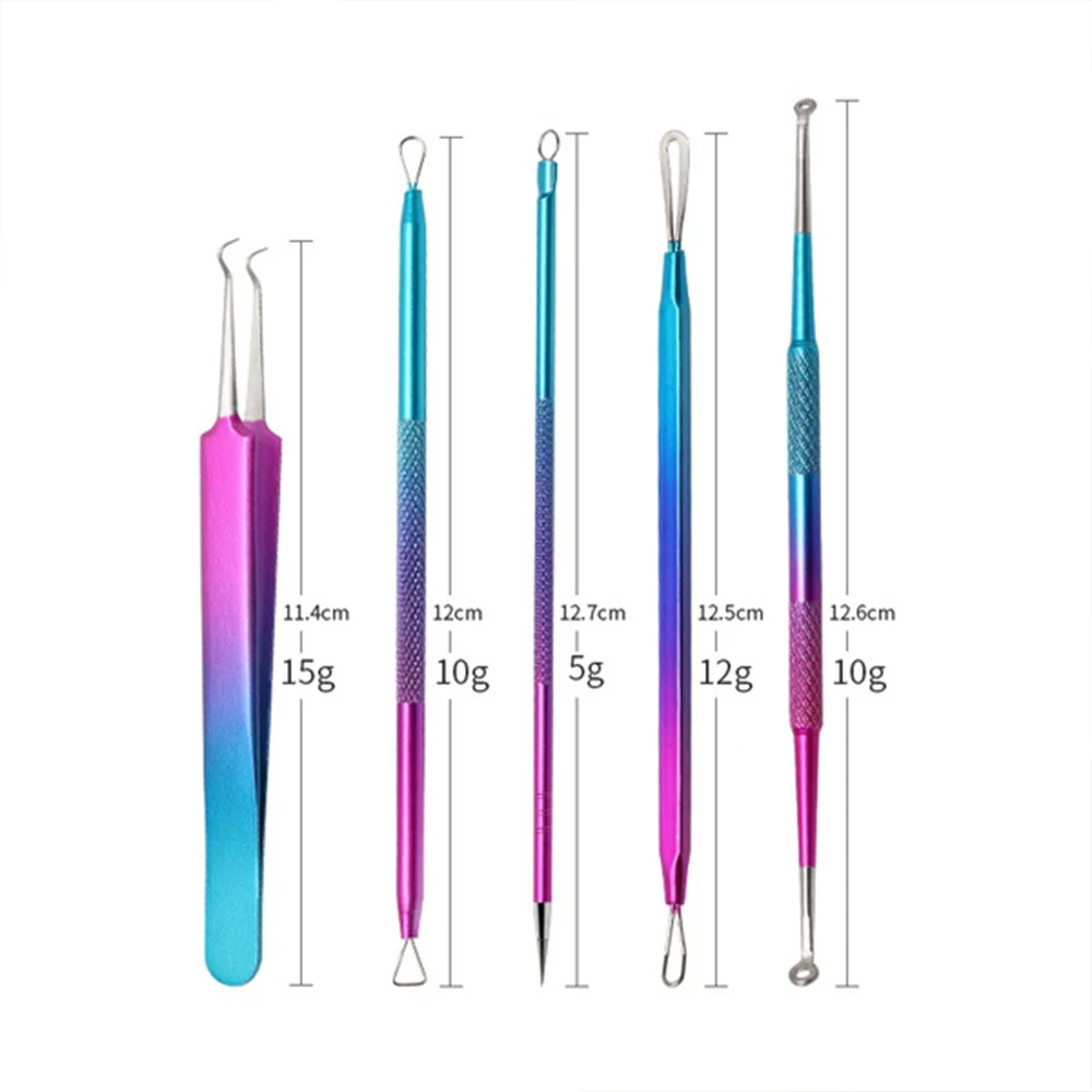 

5PCS/Set Acne Blackhead Multi-Color Acne Needles Blackhead Remover Tools Spoon Face Skin Care Tools Needles Facial Pore Cleaner