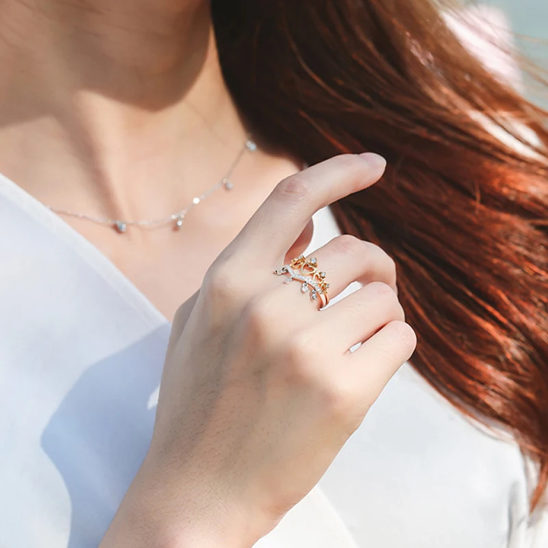 Кольцо с кисточками EDI AU585 14 k однотонное белое золото v-образная форма подходит