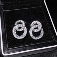 qtt delicate hoop earrings silver color double circle shape cubic zirconia fashion earrings wedding accessories ladies
