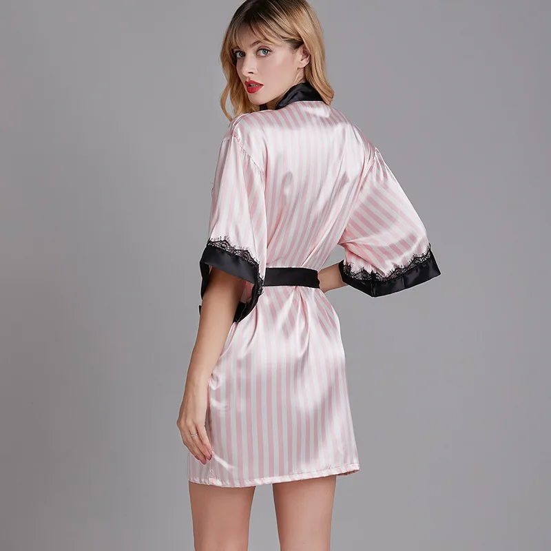 Халат кимоно Женский Шелковый атласный Модный банный халат пикантный пеньюар