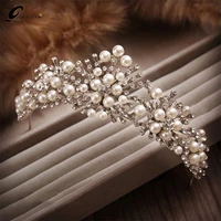 new crown fashion pearl crystal tiara flower rhinestone hair tiaras and crowns for wedding hair accessories women ornaments