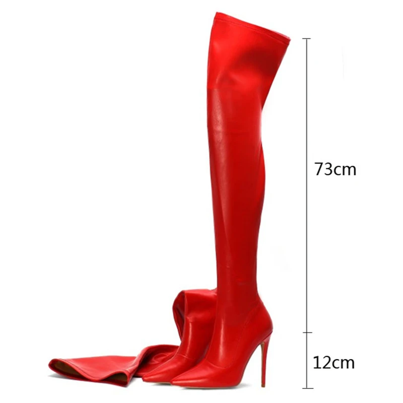 Msstor Snake Print Knee High Boots Women Red Sexy Zipper Party Thigh Pointed Toe Winter Heels Green | Обувь