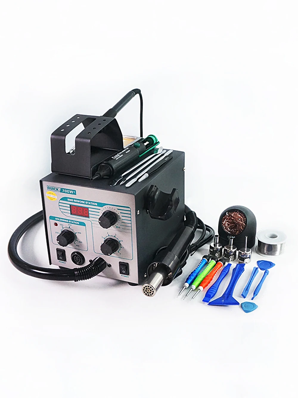 

2 IN 1 600W LED Digital Soldering Station QUICK 706D+ Hot Air Rework Station Electric Soldering Iron For Phone PCB IC SMD BGA We
