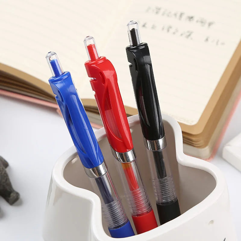 

3pc Press The Gel Pen Creative Black Red Blue Ink 0.5mm Bullet Office Business Signature Pen Office School Supplies Stationery