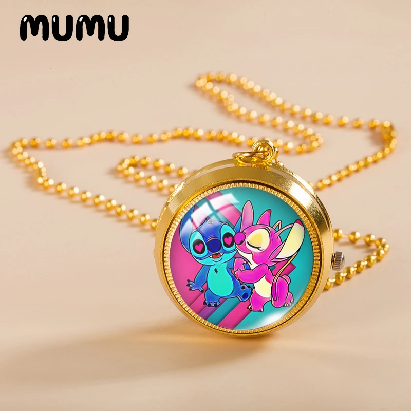 Новинка 2021 карманные часы с изображением Лило и ститча ожерелье ангел золотой