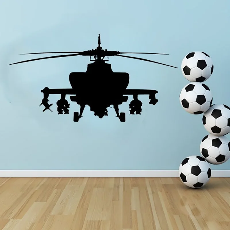 Большой Ач 64 Вертолет Апачи Настенная Наклейка для детской комнаты декор