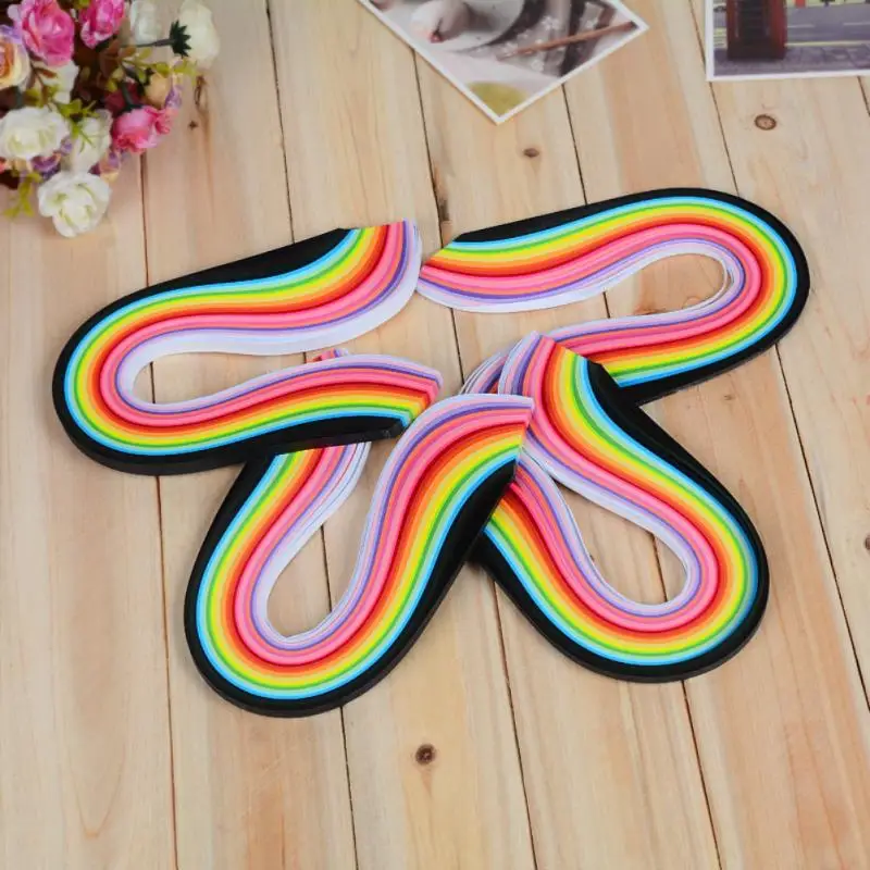 Handmade Paper Decoration 260 Rainbow Quilling Strips Set 3mm 39cm Flower Gift For Craft DIY Tools | Дом и сад