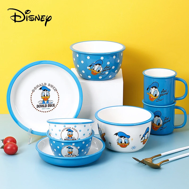 

Disney Ceramic Dinnerware Set Cartoon Donald Duck Bowl Plate Dishes Mug Set Fruit Salad Plates Cute Noodles Oatmeal Bowls